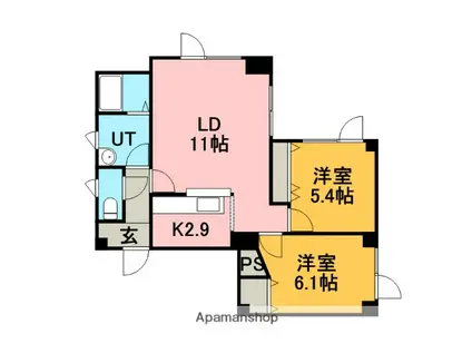 ハウスたいら弐番館(2LDK/2階)の間取り写真