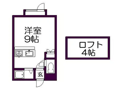 ロイヤルセブンB(1K/1階)の間取り写真