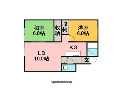 水谷マンション(2LDK/2階)の間取り写真