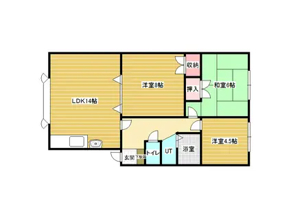 フリージアハイツ(3LDK/1階)の間取り写真