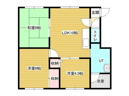 ウエストハイツB(3DK/1階)の間取り写真