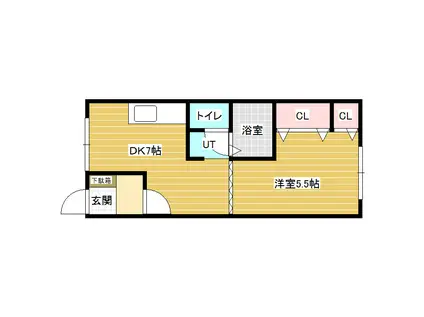 ガルテンラウベ(1DK/1階)の間取り写真