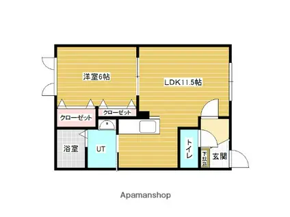 シティーハイムリバール(1LDK/1階)の間取り写真