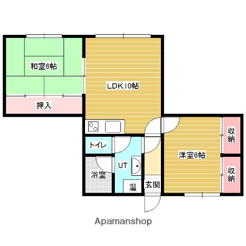 2条ハイツ(2LDK/1階)の間取り写真