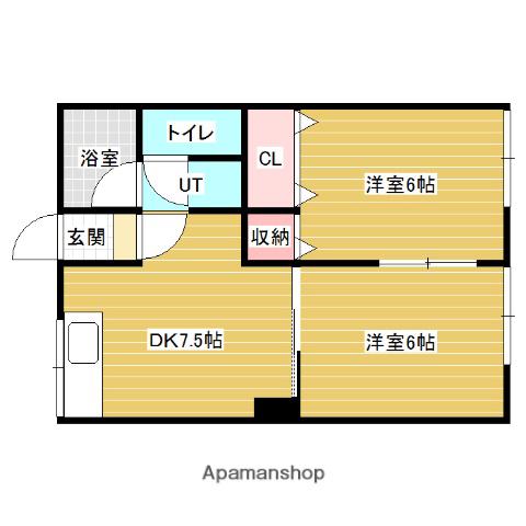 シティハイムセブン(2DK/2階)の間取り写真