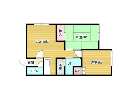 ユニオンハイツA(2LDK/2階)の間取り写真