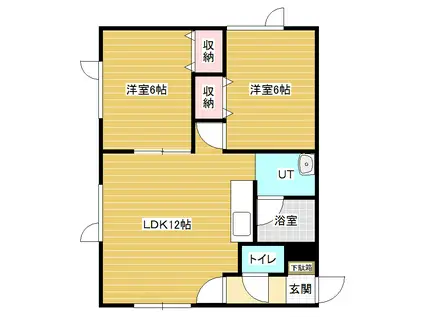 コーポ第2ル・レーブ(2LDK/2階)の間取り写真