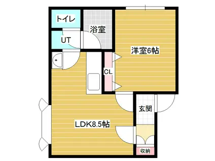 ロンシャン(1DK/2階)の間取り写真