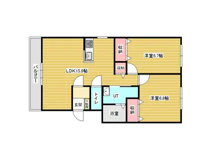 ビバーチェ(2LDK/1階)の間取り写真