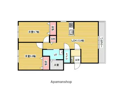 ビバーチェ(2LDK/3階)の間取り写真