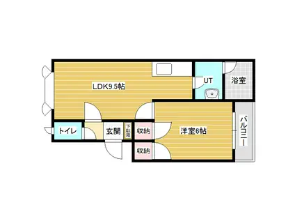 AQUA TERRACE(1LDK/2階)の間取り写真