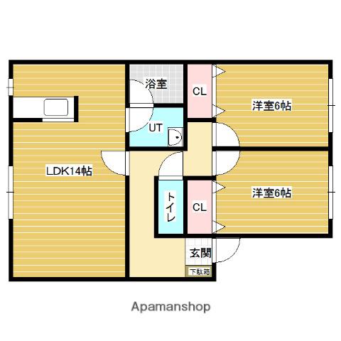 朝日ハートフルプレイス(2LDK/3階)の間取り写真