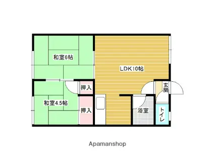 シティハイム日の出パーク(2LDK/1階)の間取り写真