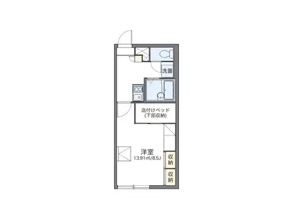 レオパレスウッド ヴィレッジ(1K/1階)の間取り写真