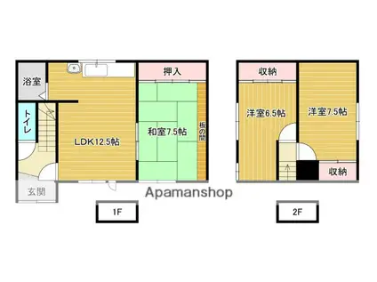 函館本線 岩見沢駅 バス乗車時間:10分 大和町5丁目バス停で下車 徒歩4分 2階建 築55年(3LDK)の間取り写真