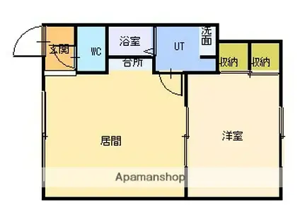 サンサイズマンション(1DK/1階)の間取り写真