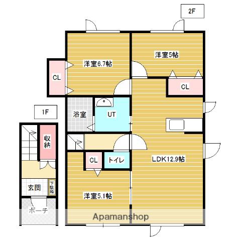 イディアルエイトA棟(3LDK/2階)の間取り写真