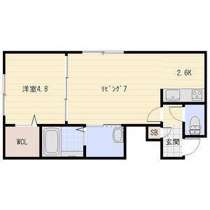 MUG岩見沢(1LDK/2階)の間取り写真