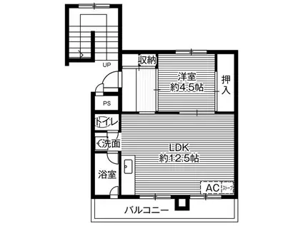 ビレッジハウス栗沢2号棟(1LDK/4階)の間取り写真