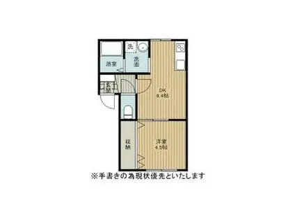 クリオ岡山B(1DK/2階)の間取り写真