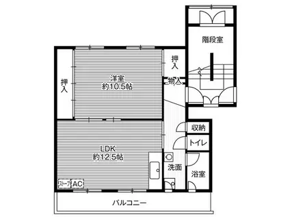 ビレッジハウス新東町3号棟(1LDK/5階)の間取り写真