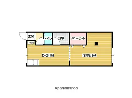 クドウハイツⅢ(1DK/2階)の間取り写真