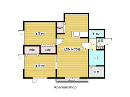 クラシックマンション(2LDK/1階)の間取り写真