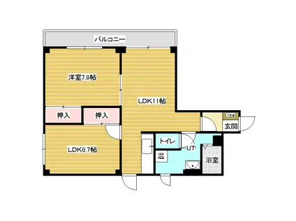 ウエストパレス(2LDK/2階)の間取り写真
