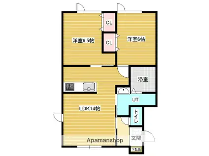 リアンⅤ(2LDK/2階)の間取り写真