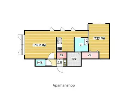 エムズラグザC棟(1LDK/1階)の間取り写真