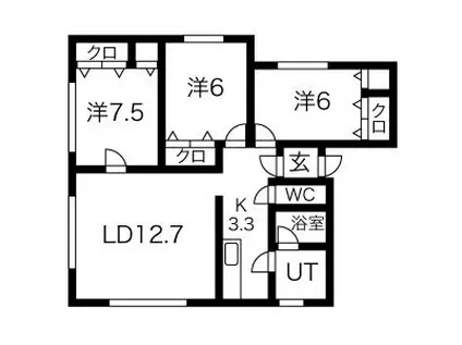 サンライズマンション(3LDK/2階)の間取り写真
