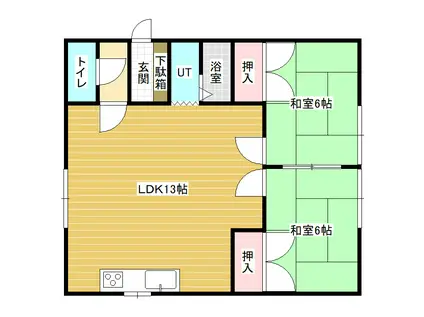 大和コーポA(2LDK/2階)の間取り写真