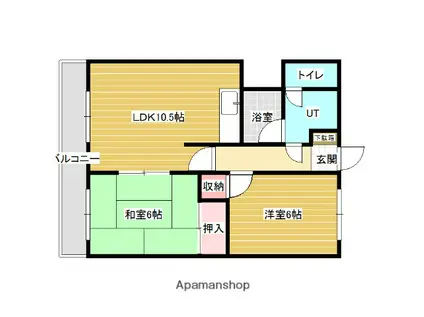 シャトー414(2LDK/1階)の間取り写真