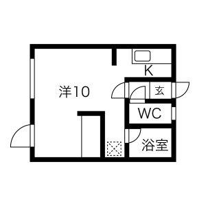 アップルハイツ(1K/2階)の間取り写真