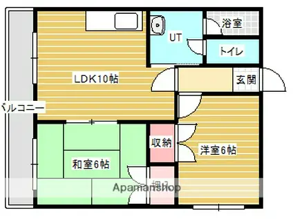 北新ハイツⅠ(2LDK/2階)の間取り写真