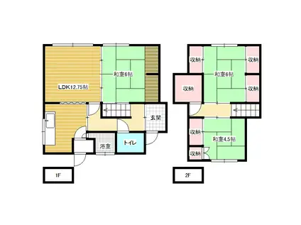 函館本線 美唄駅 バス乗車時間:15分 沼貝寺バス停で下車 徒歩5分 2階建 築52年(3LDK)の間取り写真
