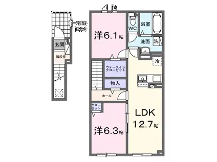 ビバ アメニティ(2LDK/2階)の間取り写真