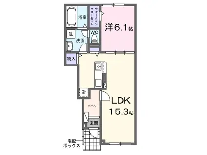 アンジェロⅡ(1LDK/1階)の間取り写真