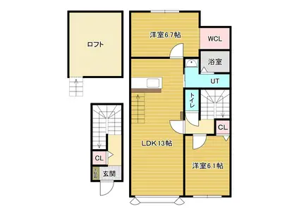 ベルクレストB棟(2SLDK/2階)の間取り写真