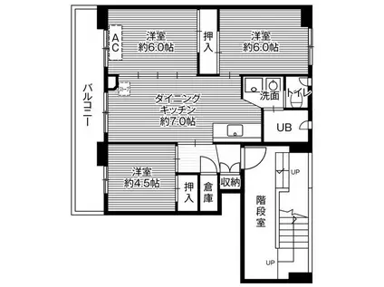 ビレッジハウス幌向2号棟(2LDK/1階)の間取り写真