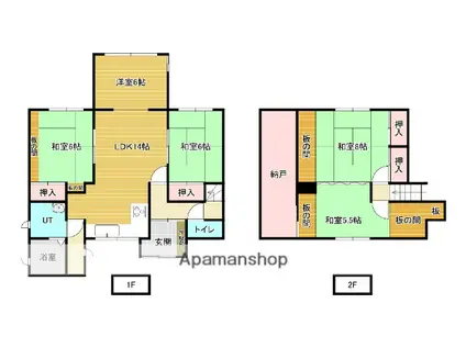 北海道三笠市 2階建 築54年(5LDK)の間取り写真