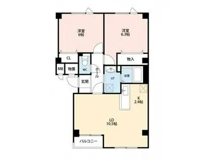 グランティア.K(2LDK/1階)の間取り写真