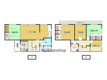 函館本線 岩見沢駅 バス乗車時間:10分 美園児童館バス停で下車 徒歩4分 2階建 築56年(5SLDK)の間取り写真