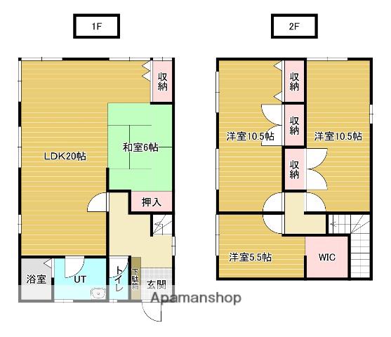 室蘭本線 栗山駅 バス乗車時間:22分 南幌ビューローバス停で下車 徒歩12分 2階建 築35年(3LDK)の間取り写真
