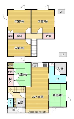 北海道岩見沢市 2階建 築44年(5LDK)の間取り写真