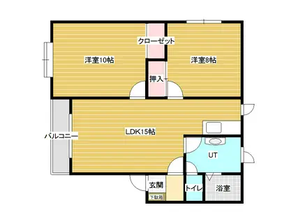 エーデルワイスⅢ(2LDK/2階)の間取り写真