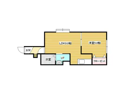 クイーンスクエア岩見沢(1LDK/2階)の間取り写真