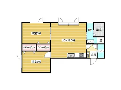 元町ハイツ(2LDK/2階)の間取り写真