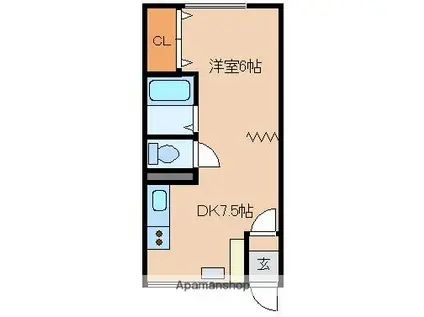 オリス黄金(1DK/1階)の間取り写真