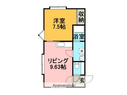 HILLS-B(1DK/1階)の間取り写真